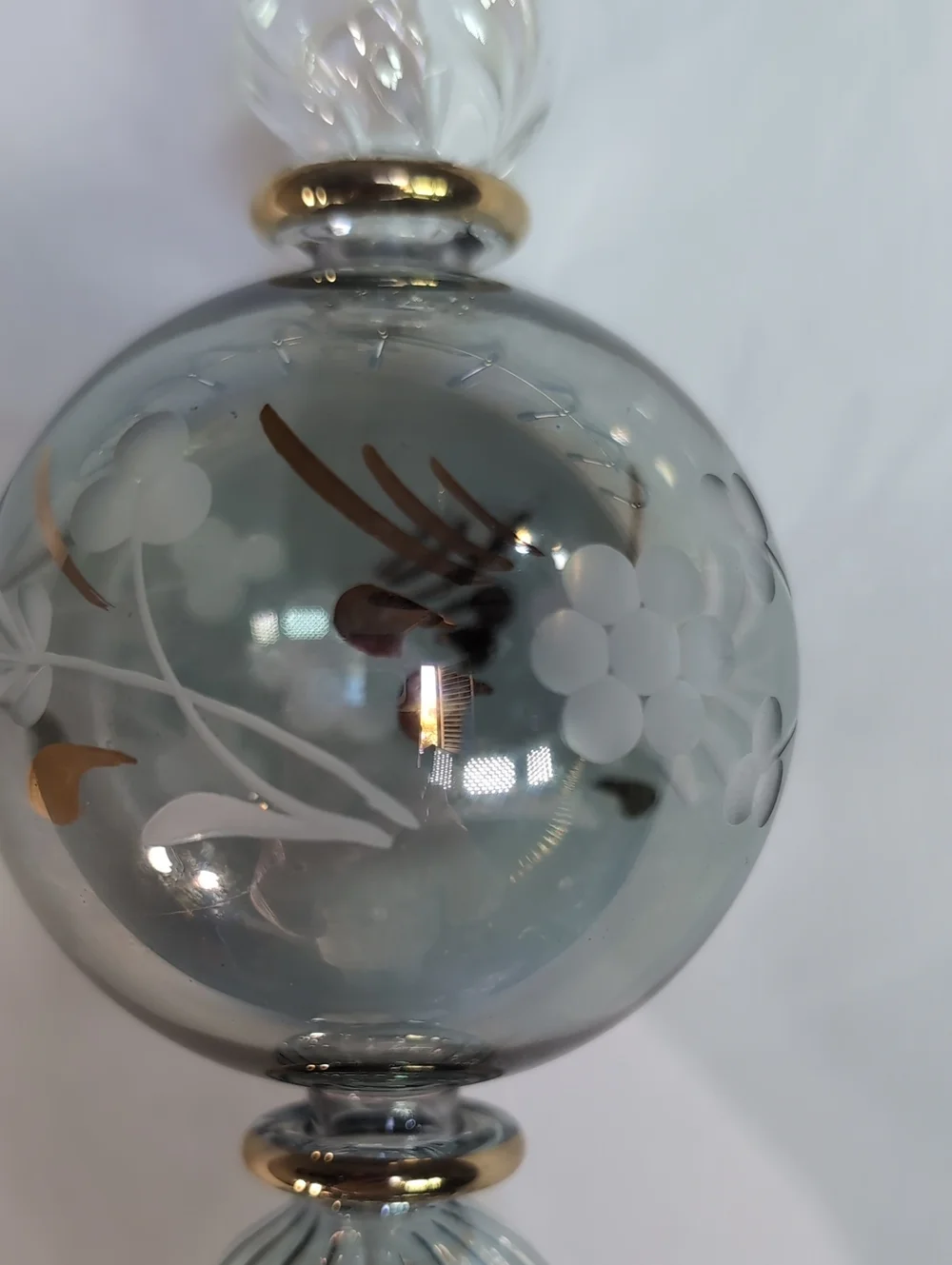 Christmas Ornament - Egyptian Museum Blue Mouth Blown Glass 24 Karat Gold Trim
